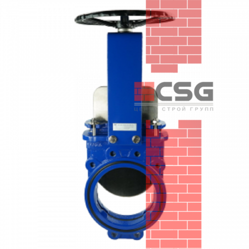 Задвижка шиберная ножевая двусторонняя чугун  со штурвалом Ду80 Ру10 межфл, упл. NBR, Китай, DN 80